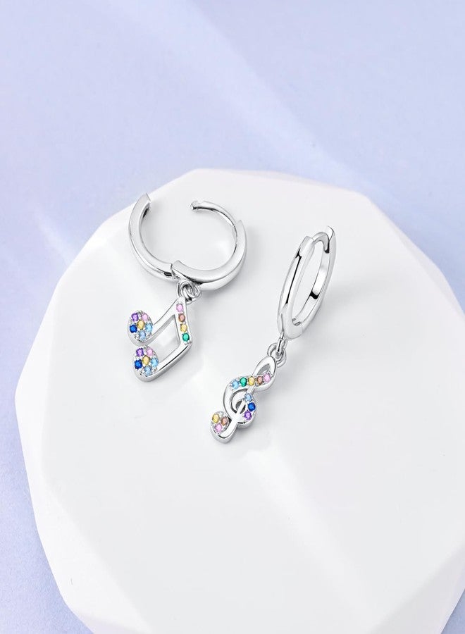 NARMO Earrings for Women 925 Sterling Silver Musical Note Earrings Fancy Dangle Drop Hoop Earrings - Image 2